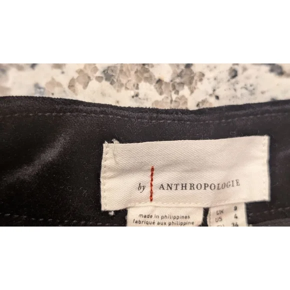 Women's Anthropologie Black Velvet Flare Pants Size 4 - Picture 15 of 15